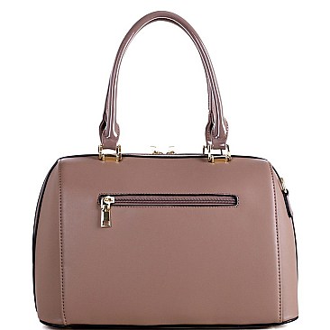 2-Way Crocodile Color Block Patchwork Boston Satchel