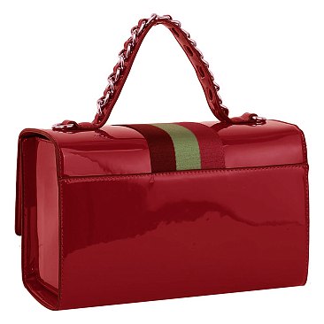 Queen Bee Stripe Patent Boxy Satchel + Wallet Set