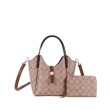 2-in-1 Oval Design Bucket / Satchel Wallet Set