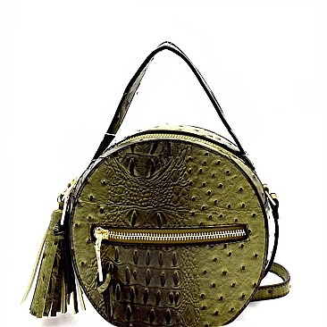Ostrich Embossed Round Shoulder Bag MH-L0198