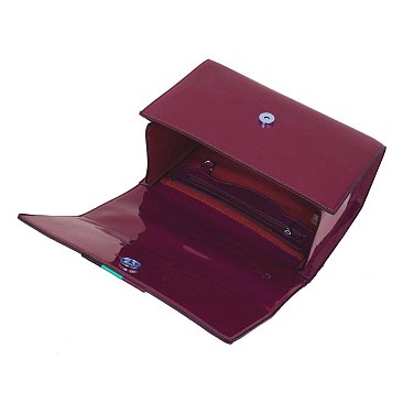 Queen Bee Stripe Patent Boxy Satchel + Wallet Set