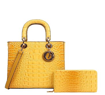 2-IN-1 Crocodile Quality Satchel Wallet Set