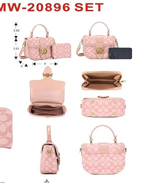 2-in-1 Oval Print Satchel Set + Wallet