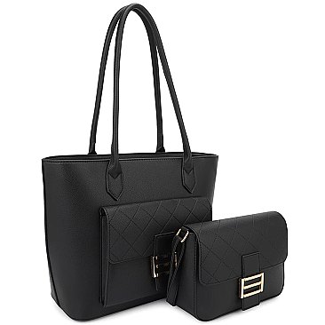 2 IN1 SMOOTH DESIGN TOTE BAG WITH CROSSBODY BAG