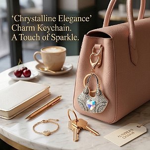 Jem Stone Handbag Shape Charm Keychain
