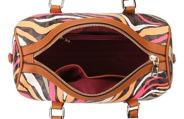 3 in 1 Zebra Print Boston Satchel - Messenger & Wallet Set