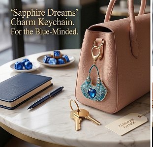 Jem Stone Handbag Shape Charm Keychain BLUE