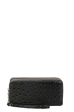 CROCO PATTERN DOUBLE SIDE WALLET WITH HAND STRAP
