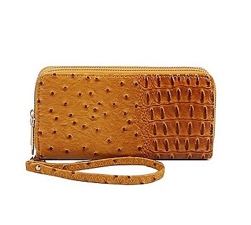 CROCO PATTERN DOUBLE SIDE WALLET WITH HAND STRAP
