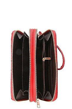 CROCO PATTERN DOUBLE SIDE WALLET WITH HAND STRAP