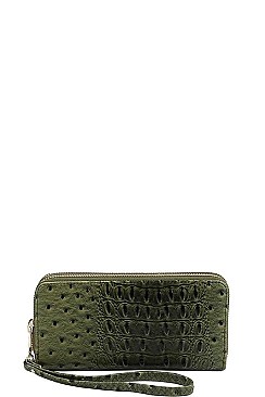 CROCO PATTERN DOUBLE SIDE WALLET WITH HAND STRAP