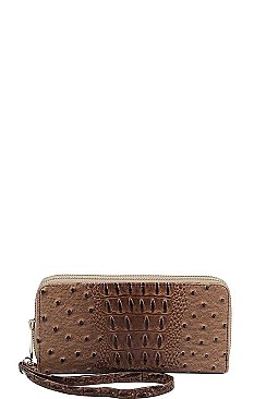 CROCO PATTERN DOUBLE SIDE WALLET WITH HAND STRAP