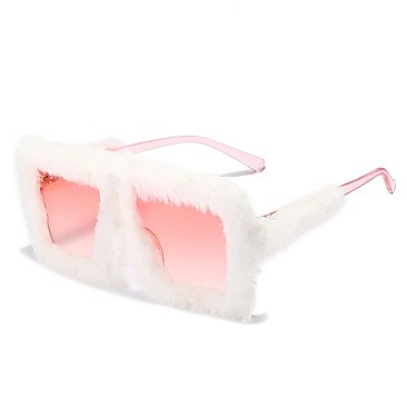 Pack of 12 Square Oversize Fuzzy Faux Fur Sunglasses