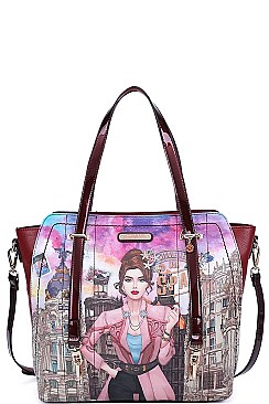 Nicole Lee WELCOME TO SPAIN PRINT SATCHEL BAG