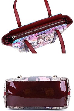 Nicole Lee WELCOME TO SPAIN PRINT SATCHEL BAG