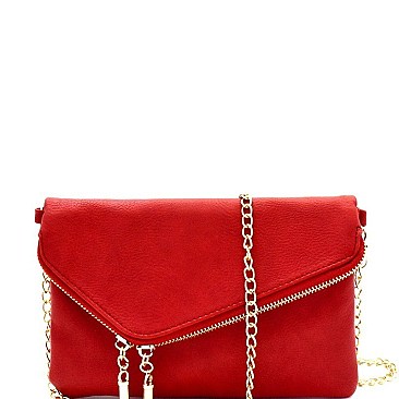 Handhold Flap Double Zipper Clutch