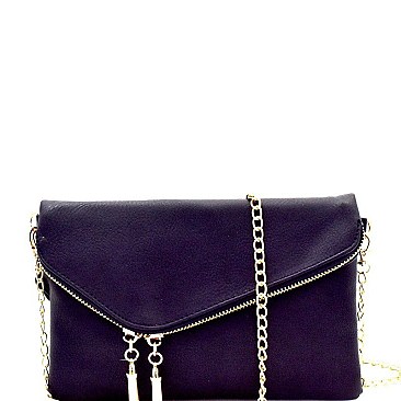 Handhold Flap Double Zipper Clutch
