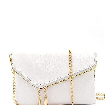 Handhold Flap Double Zipper Clutch