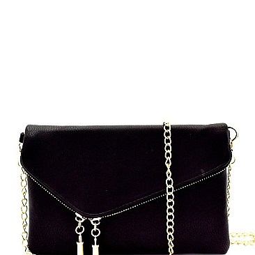Handhold Flap Double Zipper Clutch