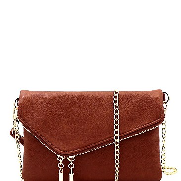 Handhold Flap Double Zipper Clutch
