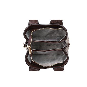 2-IN-1 Oval Print Multi-Compartment Tote / Satchel W Wallet Set