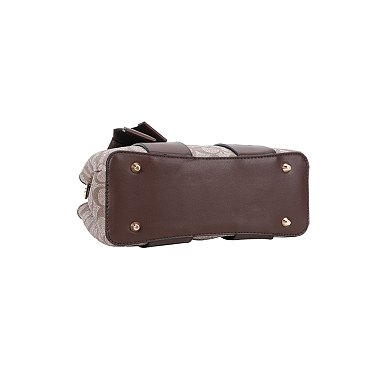 2-IN-1 Oval Print Multi-Compartment Tote / Satchel W Wallet Set