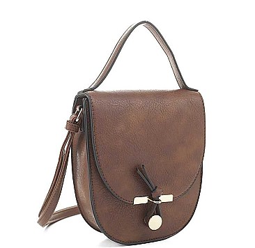 TRENDY PLAIN HANDLE CURVED CROSSBODY BAG