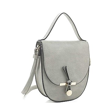 TRENDY PLAIN HANDLE CURVED CROSSBODY BAG