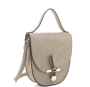 TRENDY PLAIN HANDLE CURVED CROSSBODY BAG
