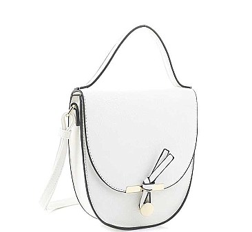 TRENDY PLAIN HANDLE CURVED CROSSBODY BAG