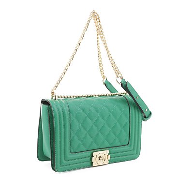 Structured Quilted Flap Crossbody Shoulder Bag