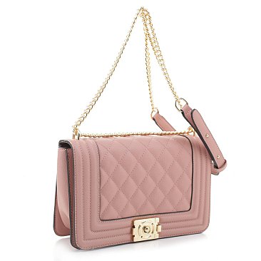 Structured Quilted Flap Crossbody Shoulder Bag