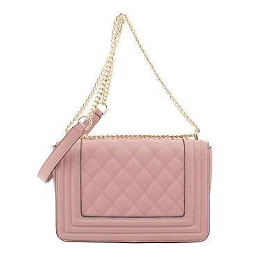 Structured Quilted Flap Crossbody Shoulder Bag