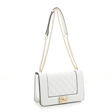 Structured Quilted Flap Crossbody Shoulder Bag