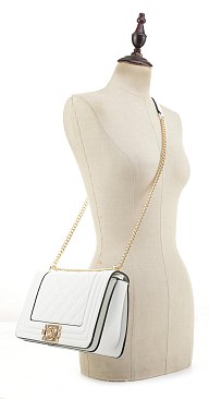 Structured Quilted Flap Crossbody Shoulder Bag