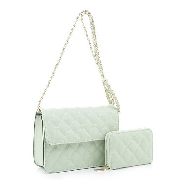 mint wholesale Quilted Shoulder Bag / Crossbody Set