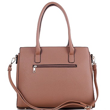 FRONT ZIPPER TASSEL ACCENT TOTE & SATCHEL SET