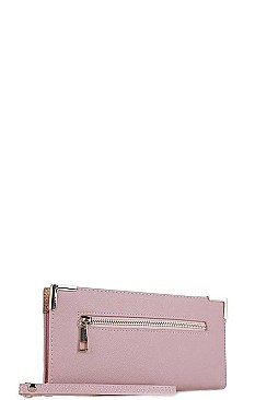FRONT ZIPPER POCKET LONG WALLET WITH HAND STRAP