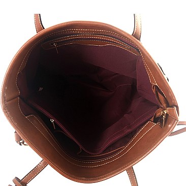 2 in 1 Two-Tone Classic Shopper Tote Wristlet Value SET
