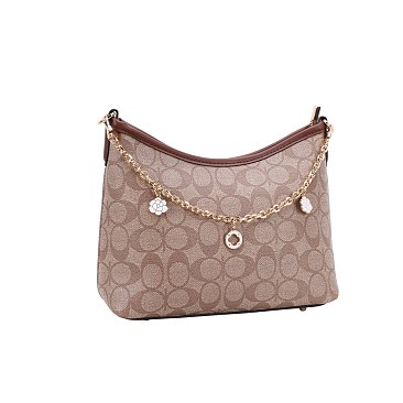 2-IN-1 Oval Pattern Shoulder Tote Bag w Wallet Set