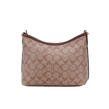 2-IN-1 Oval Pattern Shoulder Tote Bag w Wallet Set