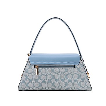 2- in-1 Oval Push Lock Monogram Satchel Set
