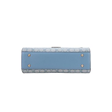 2- in-1 Oval Push Lock Monogram Satchel Set