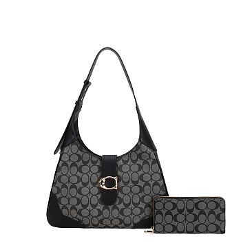 2-in-1 Oval Design Shoulder Bag Wallet Set