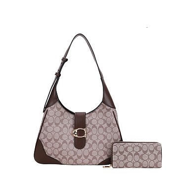 2-in-1 Oval Design Shoulder Bag Wallet Set