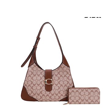 2-in-1 Oval Design Shoulder Bag Wallet Set
