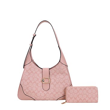 2-in-1 Oval Design Shoulder Bag Wallet Set