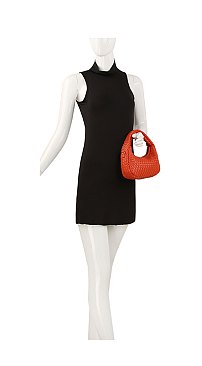 Woven Mini Hobo Shoulder Bag