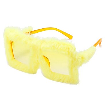 Pack of 12 Square Oversize Fuzzy Faux Fur Sunglasses