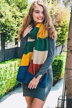 Block Rib Knit Scarf